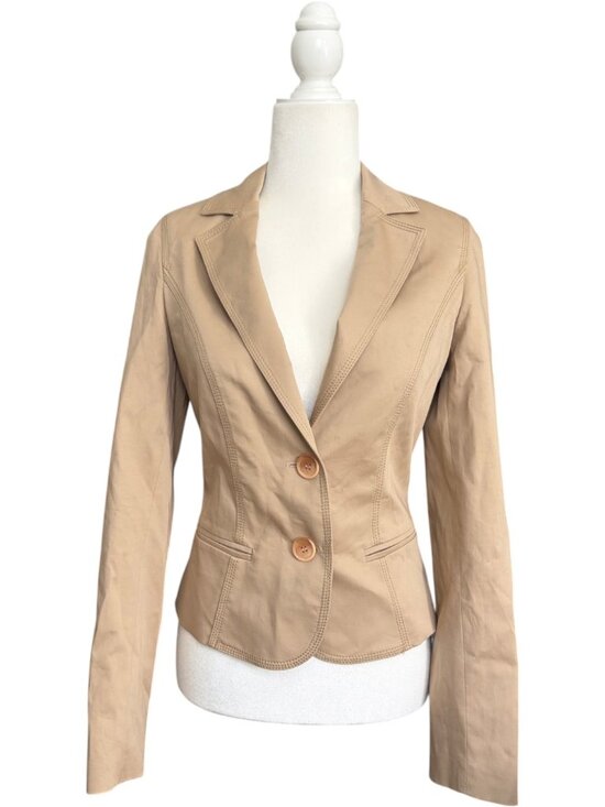 Flavio Castellani Jackets & Blazers - Flavio Castellani Tan Beige Blazer Jacket Cotton Stretch Italy Size 40 Medium